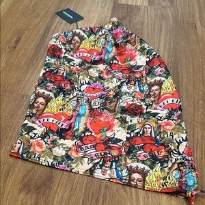 Colorful Graphic Print Skirt Pretty Little Things NEW party US sz4 trendy punk
